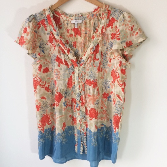 Joie silk top pop overview kimono wynne fiery red small - Picture 6 of 15